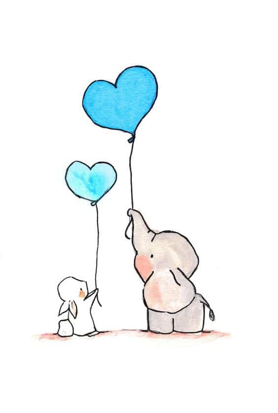 6.一只大象和一只兔子放飞气球心形